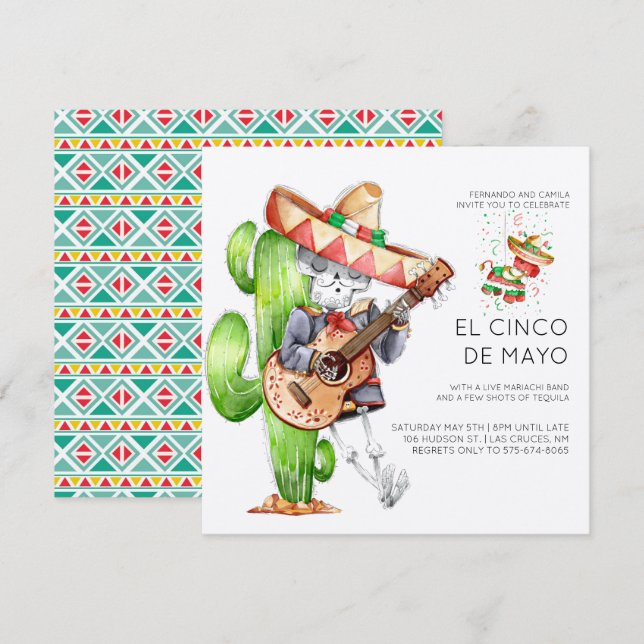 Inbjudan till Cinco de Mayo Party (Fram/baksida)