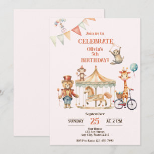 Inbjudan till cirkus-djurets födelsedag