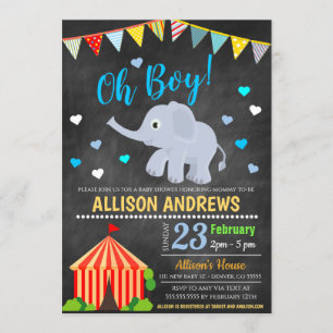 Inbjudan till cirkus Thed Boy Baby Shower
