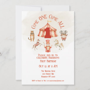 Inbjudan till cirkusdjur första födelsedag