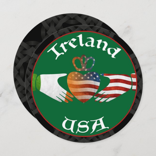 Inbjudan till Claddagh Party i Irland USA (Fram/baksida)