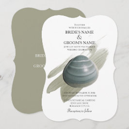 Inbjudan till Clam Watercolor Stroke Wedding