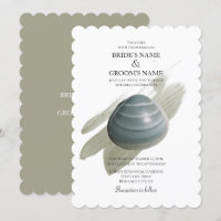 Inbjudan till Clam Watercolor Stroke Wedding