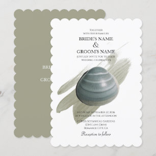 Inbjudan till Clam Watercolor Stroke Wedding