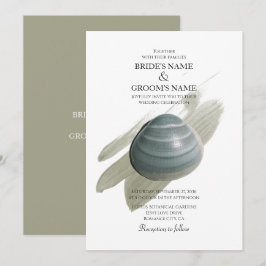 Inbjudan till Clam Watercolor Stroke Wedding