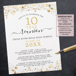 Inbjudan till Class Reunion Guld Stars Ljus Reklamblad
