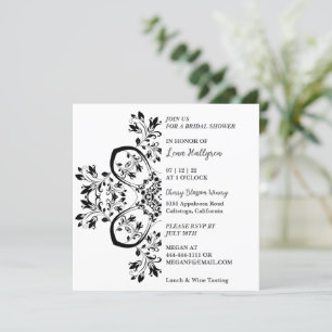 Inbjudan till Classy Black & White-Blommigt