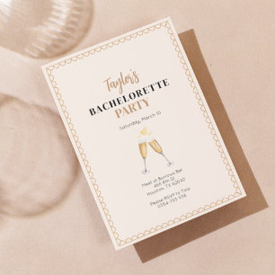 Inbjudan till Classy Guld Champagne Bachelorette