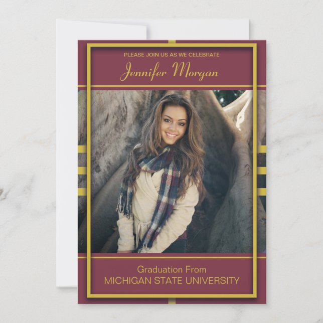 Inbjudan till Classy Guld Photo Studenten Ram (Framsida)