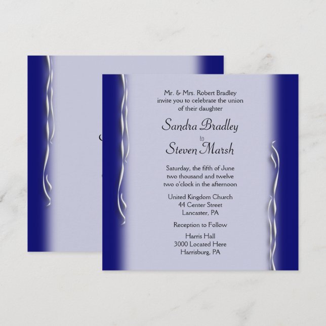 Inbjudan till Classy Navy och White Wedding (Fram/baksida)