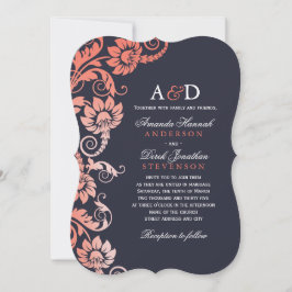 Inbjudan till Classy Ombre Coral och Blue Wedding