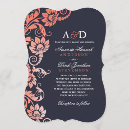 Inbjudan till Classy Ombre Coral och Blue Wedding