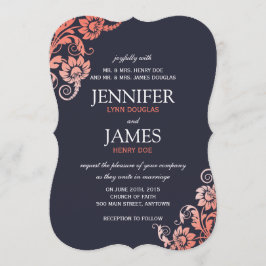 Inbjudan till Classy Ombre Coral och Blue Wedding