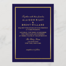 Inbjudan till Classy Wedding Gold Foil - Navy Blue