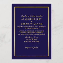 Inbjudan till Classy Wedding Gold Foil - Navy Blue