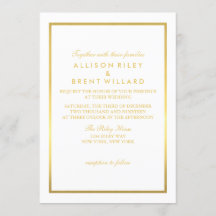 Inbjudan till Classy Wedding Gold Foil - White