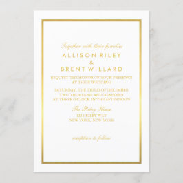 Inbjudan till Classy Wedding Gold Foil - White