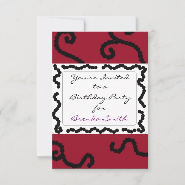 Inbjudan till ClassyRed och Black Beaded Birthday (Framsida)