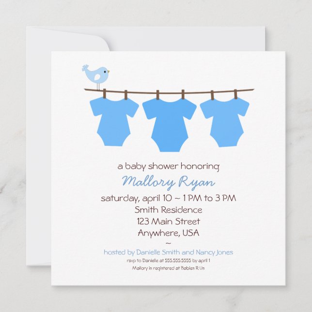 Inbjudan till Clothesline Baby Shower (Framsida)