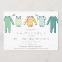 Inbjudan till Clothesline Baby Shower