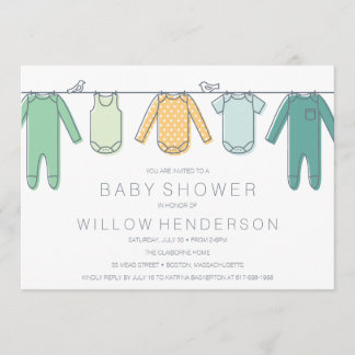 Inbjudan till Clothesline Baby Shower