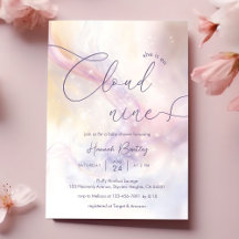 Inbjudan till Cloud 9 Watercolor Baby Shower