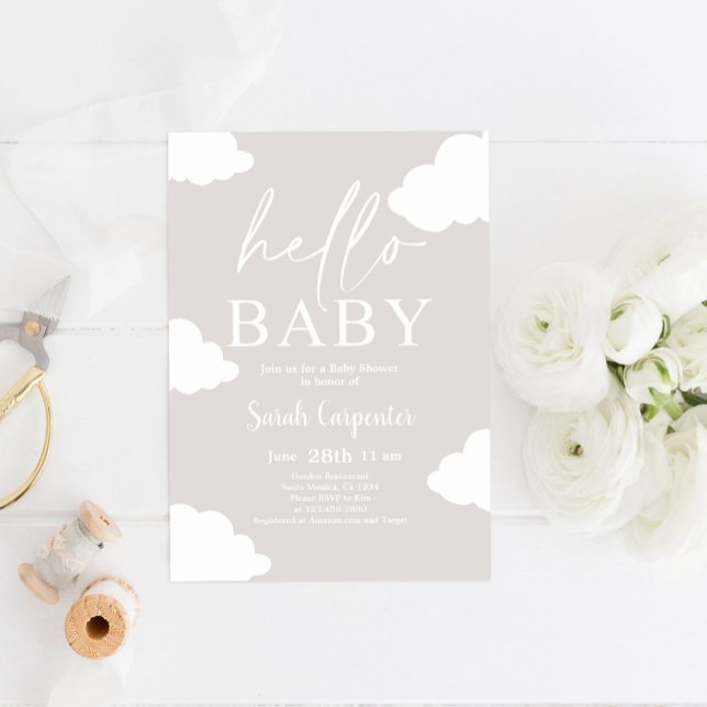 Inbjudan till Cloud-minimalistisk babydusch (Skapare uppladdad)