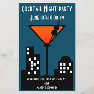 Inbjudan till Cocktail-nattparti Flygblad