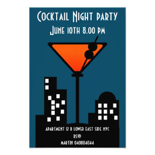 Inbjudan till Cocktail-nattparti Fototryck