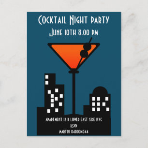 Inbjudan till Cocktail-nattparti Vykort