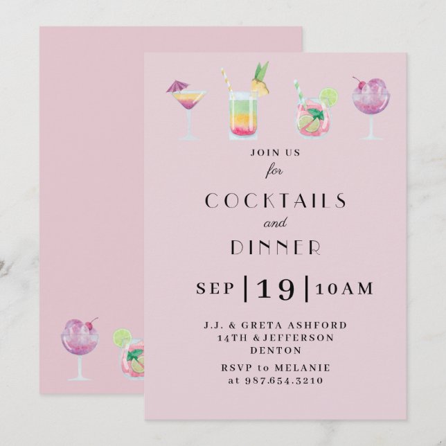 Inbjudan till Cocktail- och dryckespart (Fram/baksida)