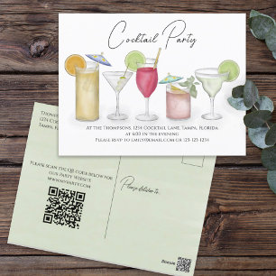 Inbjudan till Cocktail Party Watercolor Drinks