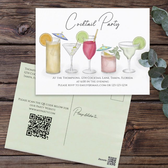 Inbjudan till Cocktail Party Watercolor Drinks (Skapare uppladdad)