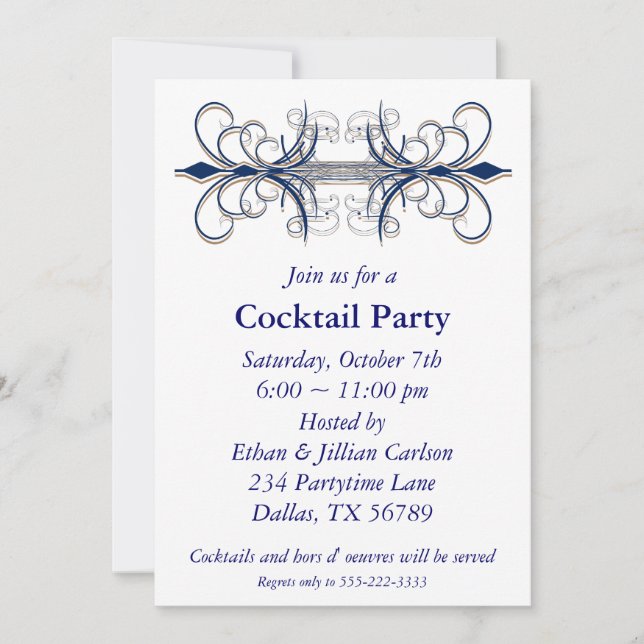 Inbjudan till cocktailparty Blå partyninbjudningar (Framsida)