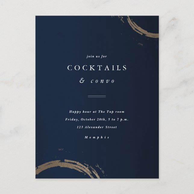 Inbjudan till cocktailparty med gyllene ringar (Framsida)