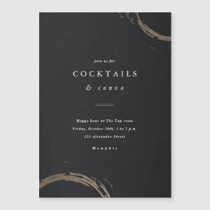 Inbjudan till cocktailparty med gyllene ringar magnetisk inbjudningskort