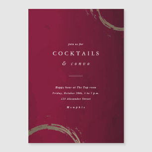 Inbjudan till cocktailparty med gyllene ringar magnetisk inbjudningskort