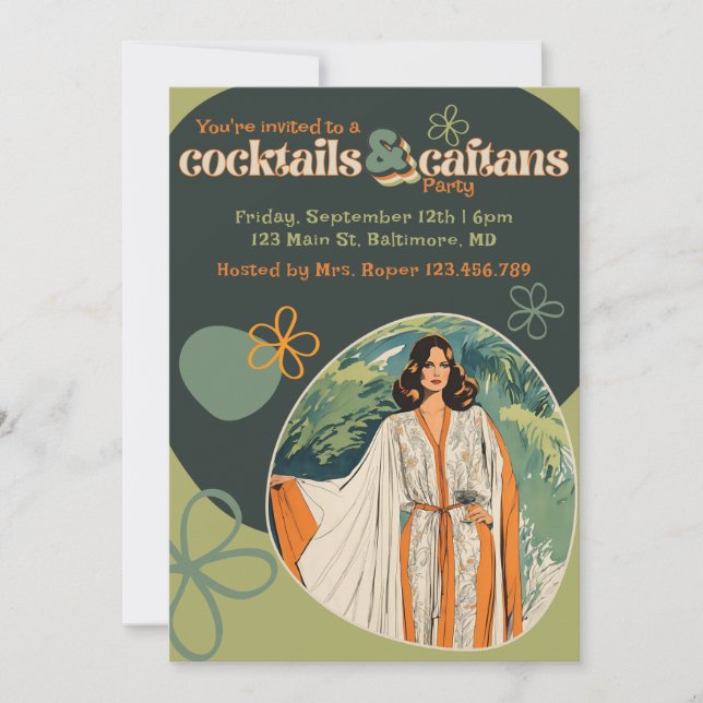 Inbjudan till Cocktails och Caftans (Framsida)