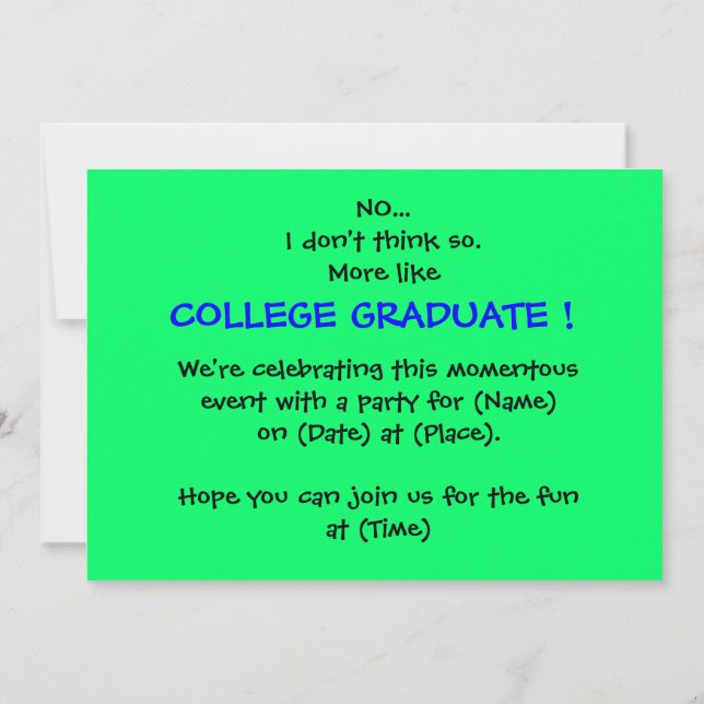 Inbjudan till College Graduation Party (Baksida)