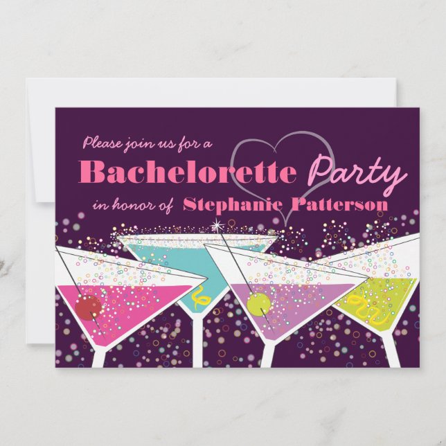 Inbjudan till Colorful Cocktails Bachelorette Part (Framsida)