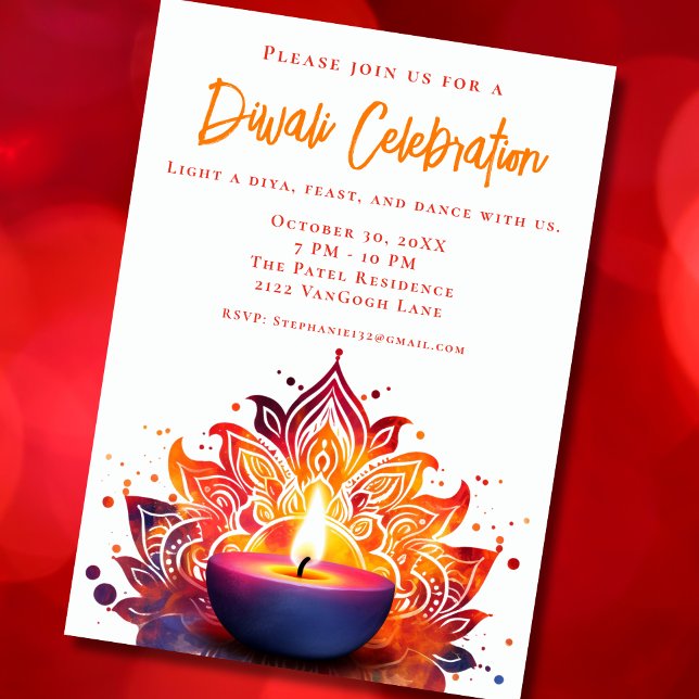Inbjudan till Colorful Diya Diwali Firande (Skapare uppladdad)