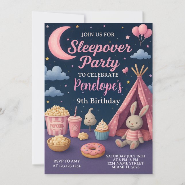Inbjudan till Colorful Girls Sleepover Party-grupp (Framsida)