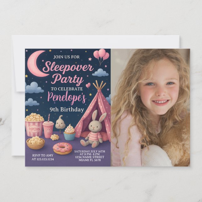 Inbjudan till Colorful Girls Sleepover Party-grupp (Framsida)