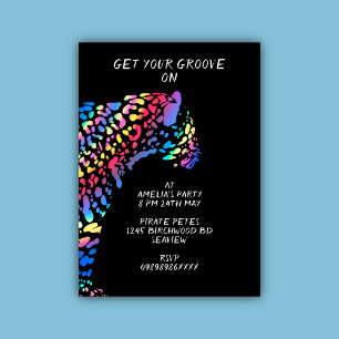 Inbjudan till Colorful Rainbow Jaguar Party