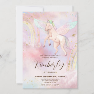 Inbjudan till Colorful Unicorn Barns födelsedag