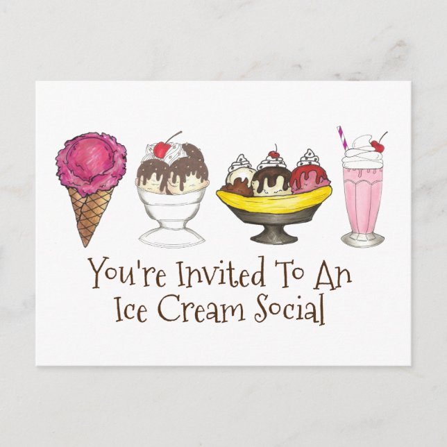Inbjudan till Cone Party-gruppen Ice Cream Social  (Framsida)