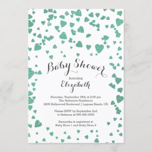 Inbjudan till Confetti Glitter Heart Baby Shower