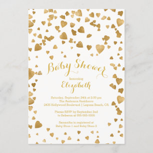 Inbjudan till Confetti Glitter Heart Baby Shower