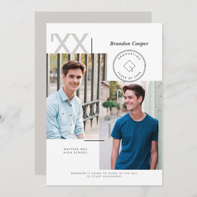 Inbjudan till contemporary Cap Studenten (Fram/baksida)