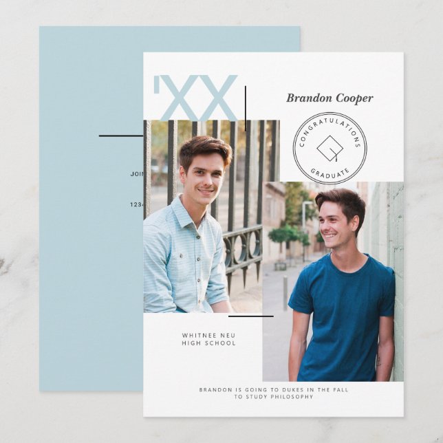 Inbjudan till contemporary Cap Studenten (Fram/baksida)